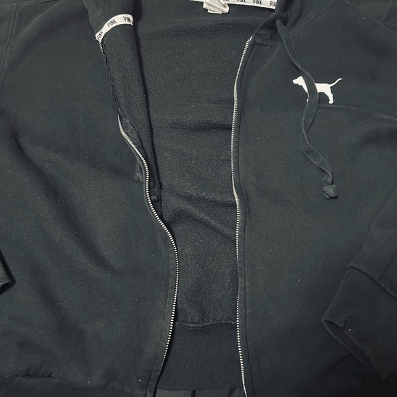 PINK Victoria's Secret Black Hoodie with White Logo - Picture 1 of 5
